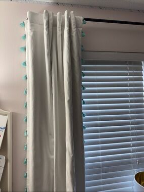 Pottery Barn Kids Blackout Tassel Curtains-Teal